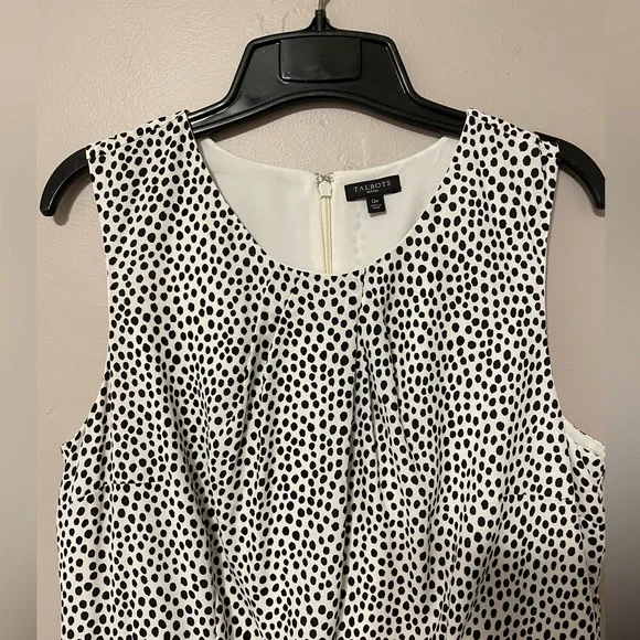 Talbots Black & White Polka Dot Dress Sz 12P - Picture 6 of 14